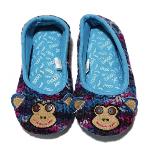 Winter Slippers - Blue Monkey, Small Size
