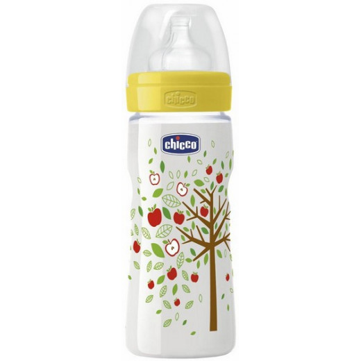 Chicco Wellbeing Bottle 330ml Silicone - Food Flow (Yellow)