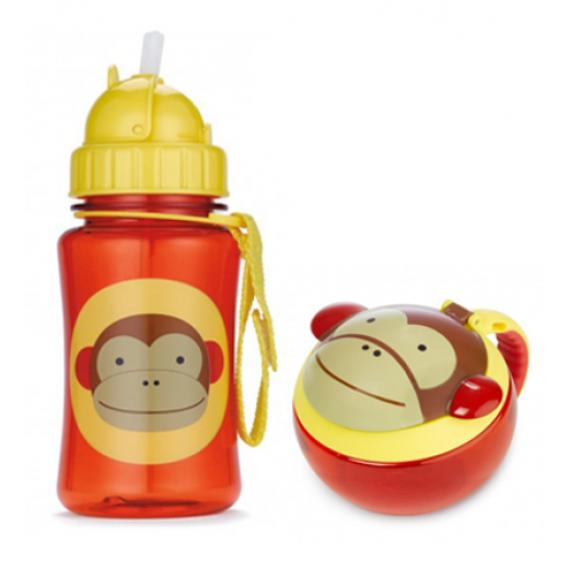 Skip Hop Zoo Straw Bottle & Snack Cup-Monkey