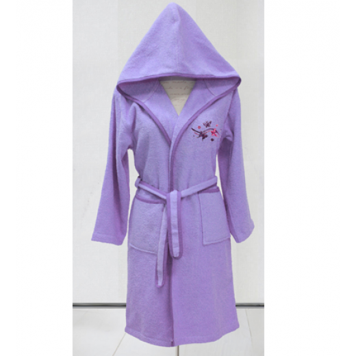 Nova embroidered Bath Robe Plain/Butterfly- Lilac - 13-15 years