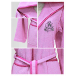 Nova embroidered Bath Robe Plain/Cinderella Carriage-Pink - 3-5 years
