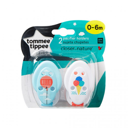 Tommee Tippee Closer to Nature Soother x2 Holder, white&blue