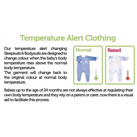 BabySafe Baby Wear Temperature Alert - Sleep Suit (2 pieces) /  Blue - 0-3 Months