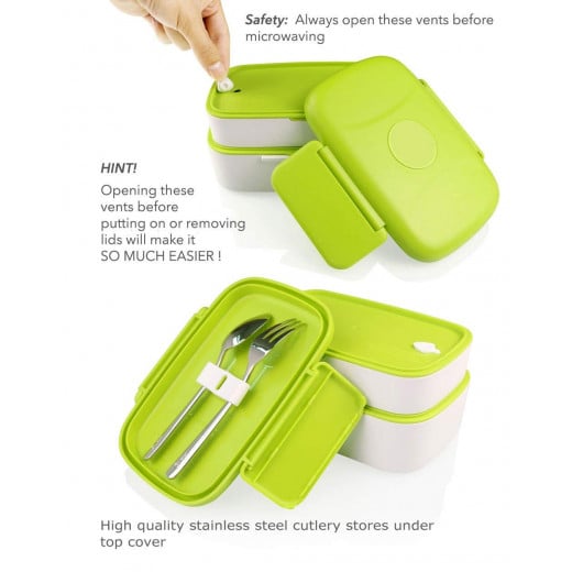 Look Back Lunch Box for Adults, Kids, 2 Layers, Leak Proof