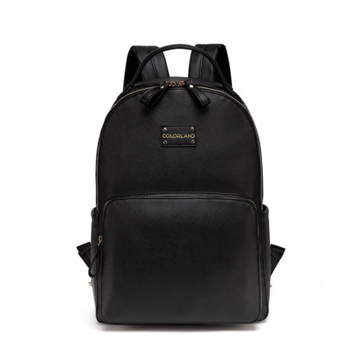 Colorland Mirabelle Faux Leather Diaper Backpack- Black