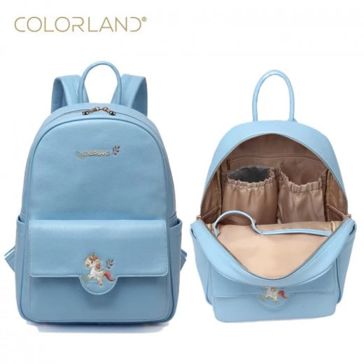 Colorland Diaper Bag Fashion Multi functional Double Shoulder Unicorns Embroidered Mommy Bag - Blue
