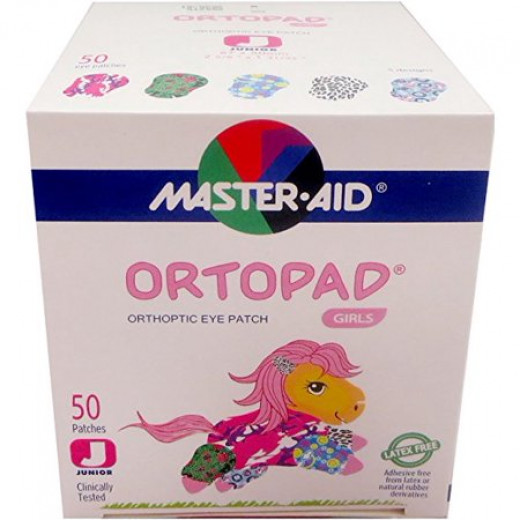 Master Aid Ortopad Girls Eye Patches - Junior Size (50 Per Box)
