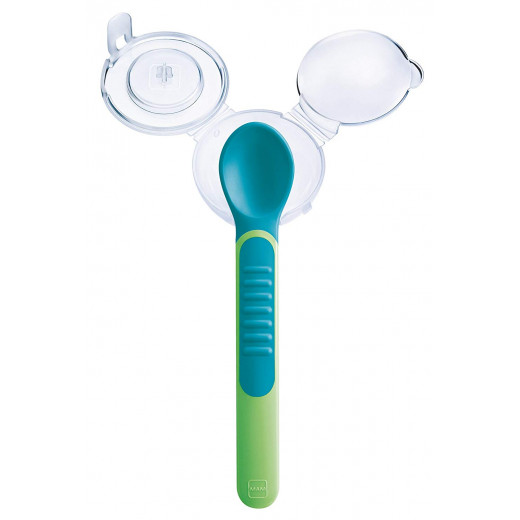 MAM Heat Sensitive Feeding Spoons and Cover - Green