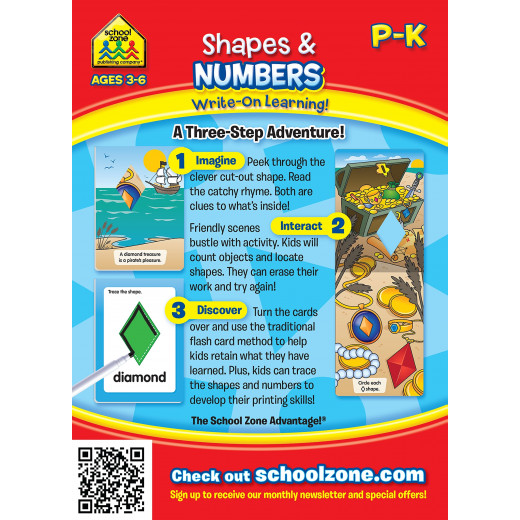 School Zone - Shapes & Numbers Write-On Learning Wipe-Clean Flash Cards