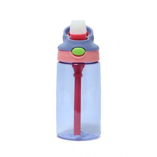 GenioWorld 14 oz Auto Spout Straw Flip Kids Tritan Water Bottle, Purple