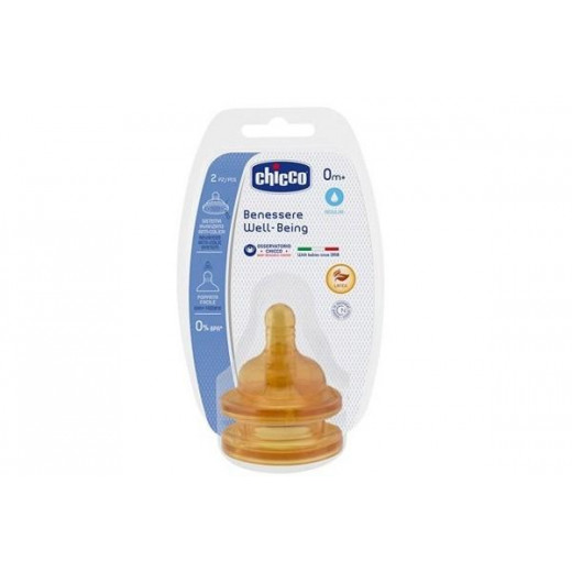 Chicco Well Being Teat +0 months, Normal Flow Latex 2 pieces