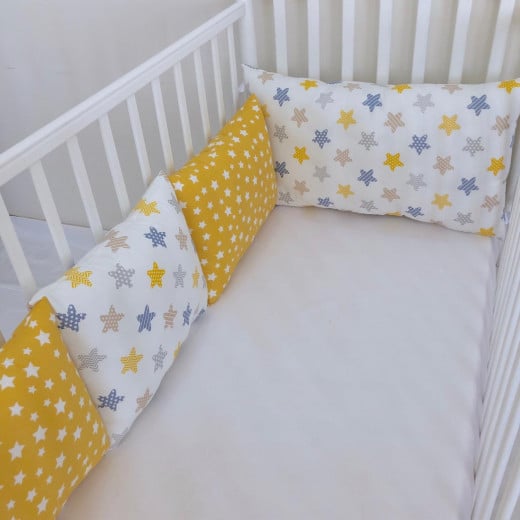Anett Newborn Baby Bedding Set, Colorful Stars, Yellow