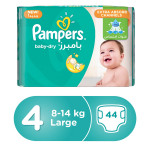 Pampers Baby-Dry Diapers, Size 4, Large, 8-14 kg, Value Pack, 44 Count