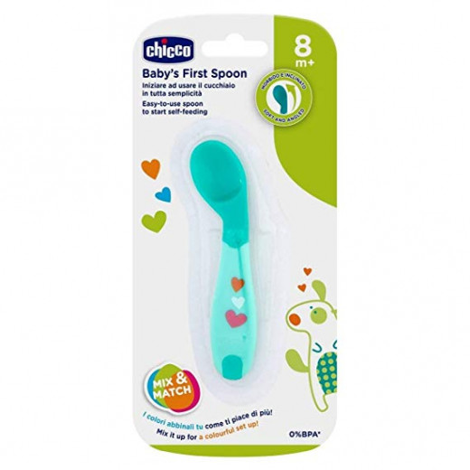 Chicco First Spoon, Turquoise Color, +8 months