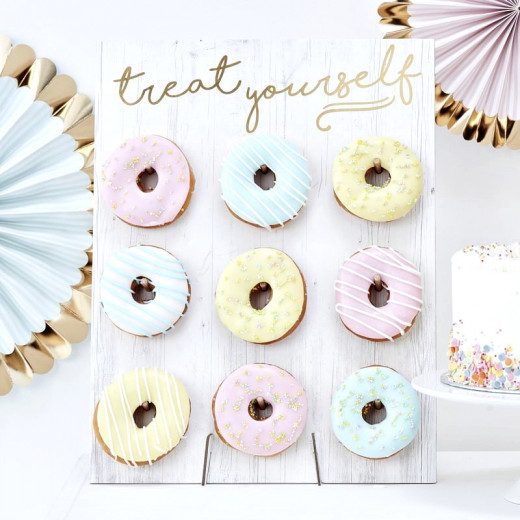 Ginger Ray Gold Treat Yourself Donut Wall Birthday Cake Party Alternative, Doughnut Wall Design