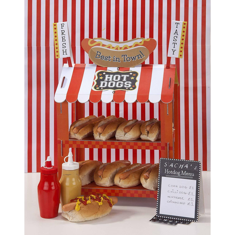 Paper Hot Dog Trays Pack of 8 Great For BBQ And Birthday Decorations Talking Tables Hot Dog Stand Popcorn Stand Party Table Centrepiece Paper Reversible & Unique Party 90688 