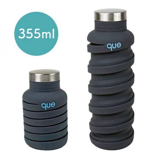 Que Collapsible Water Bottle, Metallic Charcoal, 355 ml