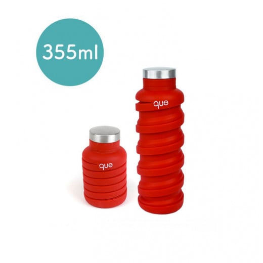 Que Collapsible Water Bottle, Bonfire Red, 355 ml