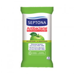 المناديل المضادة للبكتيريا برائحة التفاح الأخضر من سبتونا، 15 قطعة