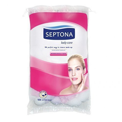 Septona Daily Clean Colored Cotton Balls, 100 Pieces - White Friday Offer - Buy 1 Get 1 Free