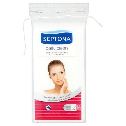 Septona Sqaure Large Cotton Pads, 50 Pieces