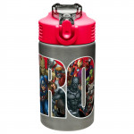 Zak Marvel Stainless Steel Water Bottle for Kids, Black Panther, Captain America, Spider-Man & The Hulk