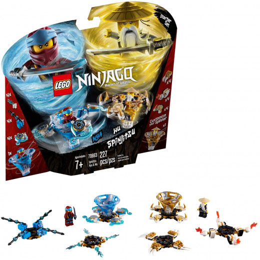 LEGO Ninjago Spinjitzu Nya and Wu Ninja Customisable Spinner Toy Set, 227 pieces