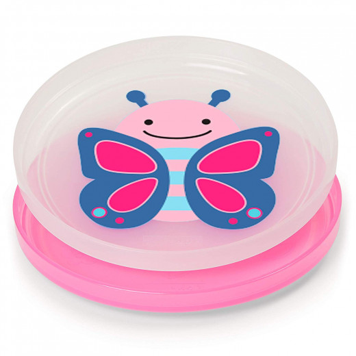Skip Hop Baby Plate Non-Slip Smart Serve 2 Piece Rubber Grip, Butterfly