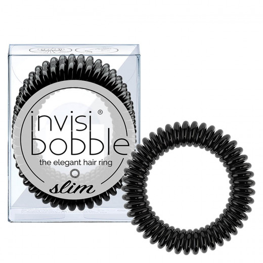 Invisibobble SLIM Hair Ties, True Black, 3 Pack