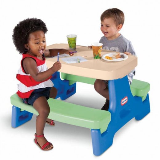 Little Tikes Picnic Table with Umbrella, Blue\Green