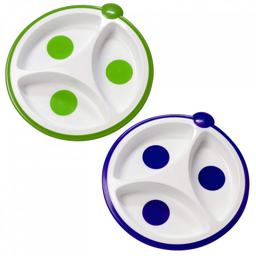 Dr. Brown's Designed To Nourish 2 Pack Divided Unisex Plates(Yellow And Purple)
