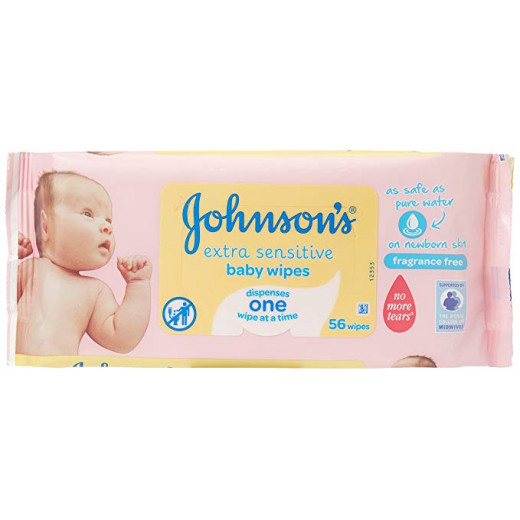 Johnson's Baby Extra Sensitive Baby Wipes, 56 Wipes