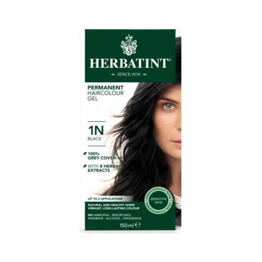 Herbatint Permanent Hair Color Gel 1N Black, 150 ml