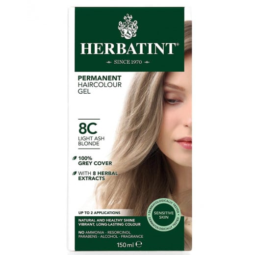 Herbatint Permanent Hair Colour 8C Light Ash Blonde, 150ml
