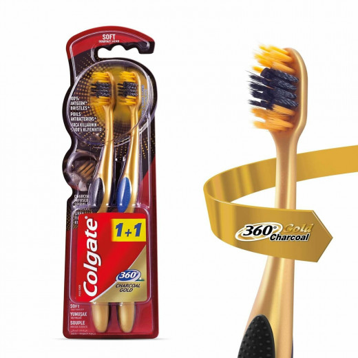 Tooth Brush Charcoal Gold 360 ( 1 + 1 Free )
