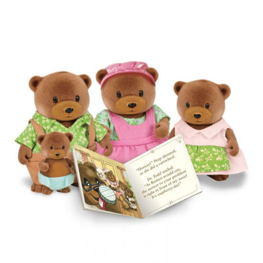 Li'l Woodzeez The Healthnuggle Bear Family with storybook