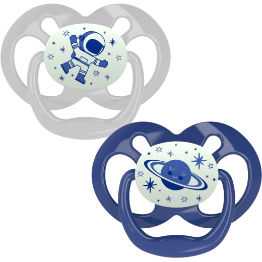 Dr. Brown's Advantage Pacifier - Stage 2, Glow in the Dark, 2-Pack, Blue