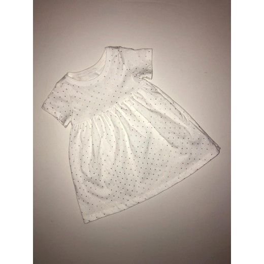 GAP White Dress with Gold Dots - 18-24 Months