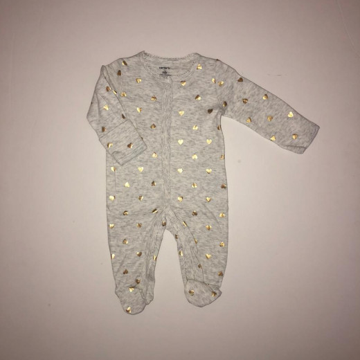 Carter's Grey Overall with Heart Dots - 9 Months