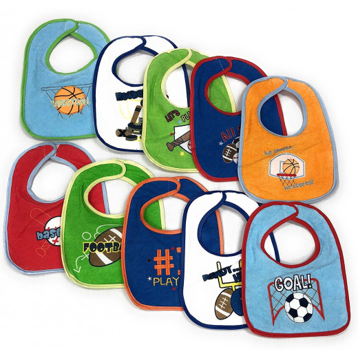 Snugly Baby 10 Park Infant Bibs for Baby Boys Sports Theme