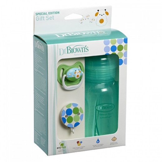 Dr. Brown’s Gift Set (Wide Neck Bottle /Pacifier /Clip) - Green
