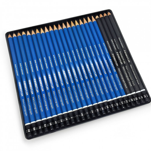 Staedtler Mars® Lumograph® Artists and Drawing Pencils Pack of 24 Assorted Degrees