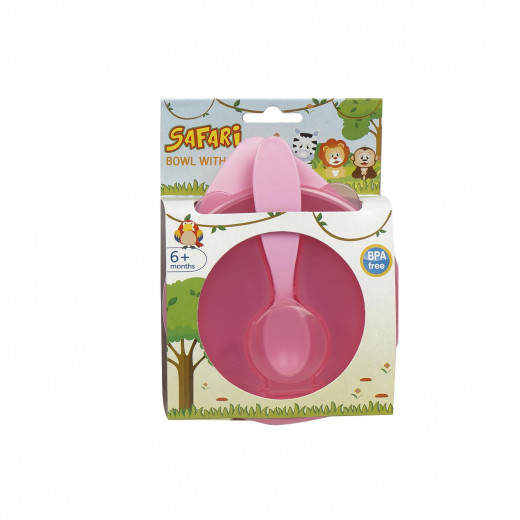 Safari Baby Bowel Set With Spoon, Pink