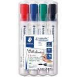 Staedtler Lumocolor Whiteboard Marker, Wide Bullet Tip, Box of 4 Assorted Colors
