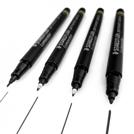 Staedtler Lumocolor® 31 Mixed Sets Universal Pens Black, Pack of 4