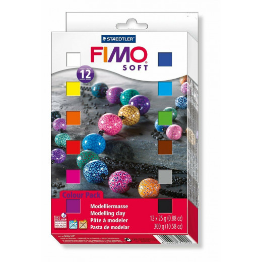 Staedtler Fimo Soft Oven Hardening Modelling Clay 25 g - Assorted Colours, Pack of 12