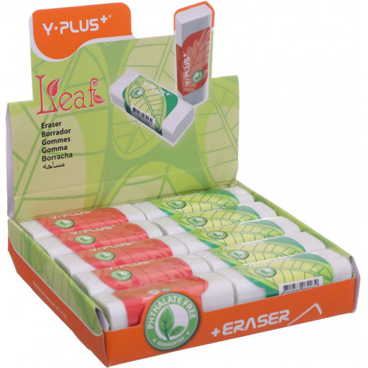 Y. Plus Leaf Eraser- Assorted Colors- Pack Of 20 Pieces