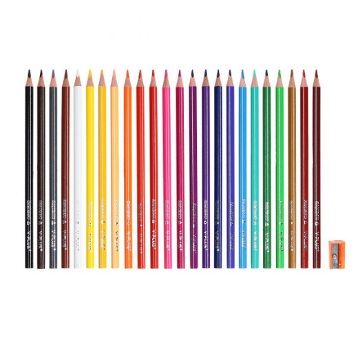 Y. Plus Rainbow Wooden Color Pencils Set of 24, Multi Color