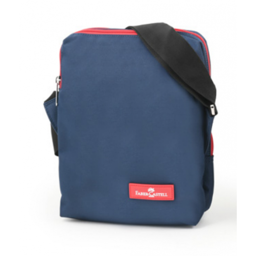 Faber Castell Insulated School Lunch Bag 2-Compartment, Dark Blue& Red Zipper