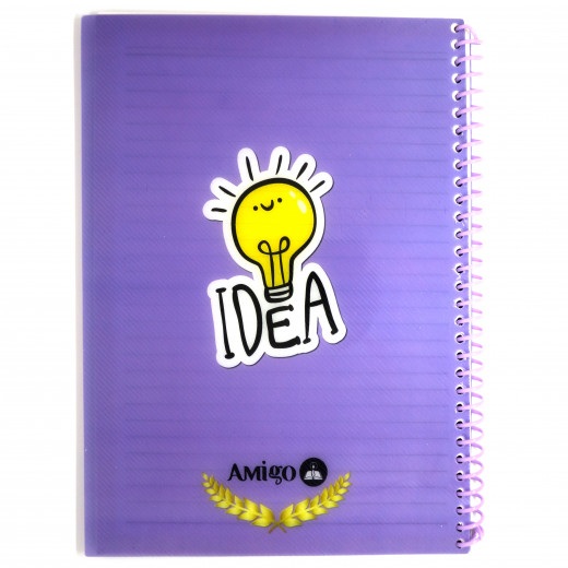 Amigo Wire Notebook, Purple, 140 page, 4 Subjects